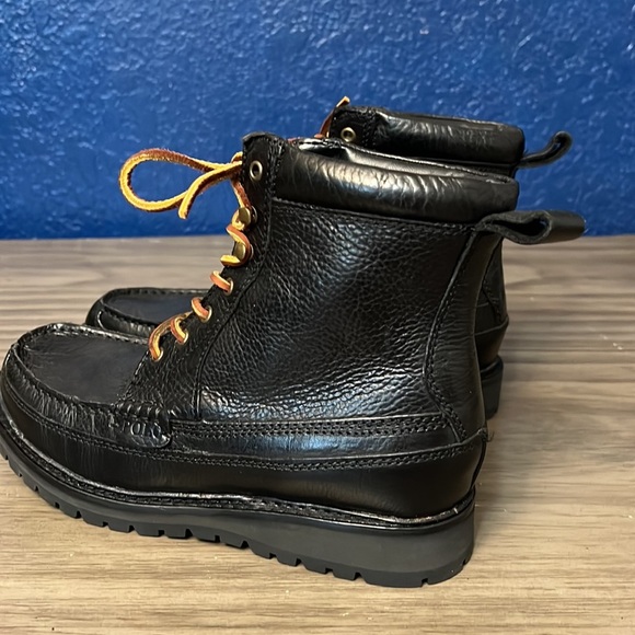 POLO RALPH LAUREN MEN’S WILINGCOTT BLACK LEATHER BOOTS 9D - Picture 6 of 16
